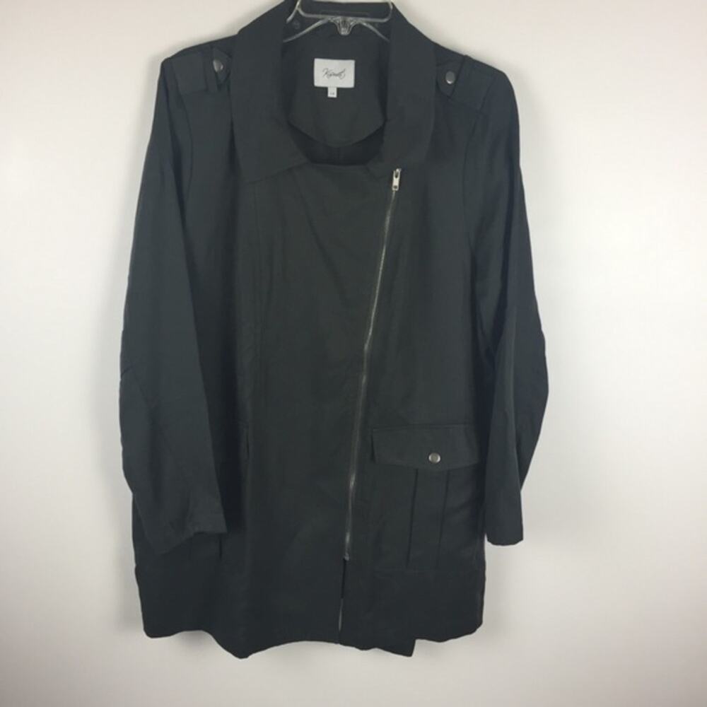 Kismet Charcoal Gray Moto Zip Tencel Jacket Sz Large‎